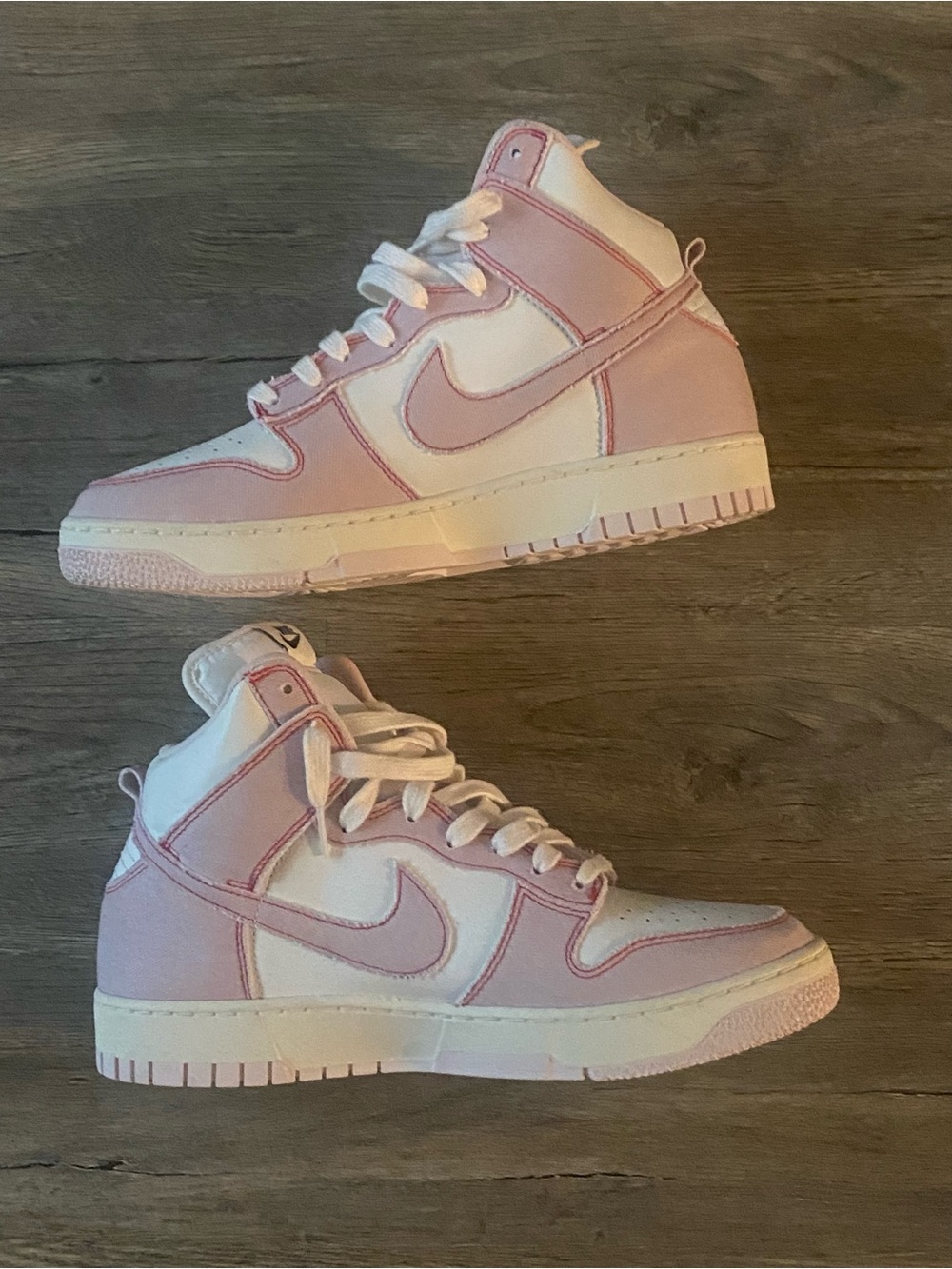 Nike Dunk High 1985 "Barely Rose" Pink/White Denim High Top Sneakers
